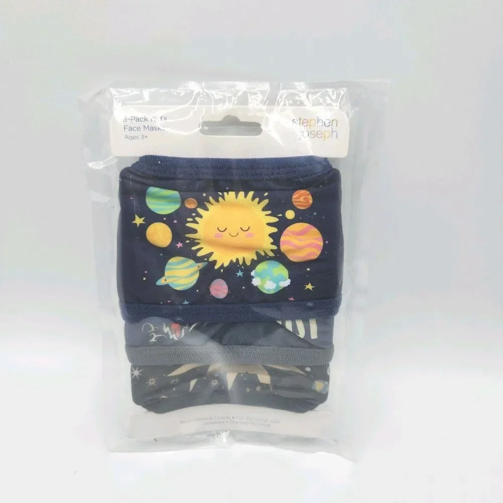 Stephen Joseph NEW 3 pk UNISEX Face Cover Mask Ages 3 & up